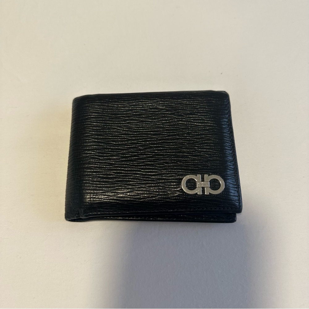 Salvatore Ferragamo Gancini Black Leather Wallet